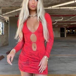 Pop Art Cut Out Red Dress